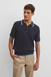 Cotton Linen Tipped Textured Polo