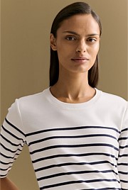 Cotton Stripe Half Sleeve T-shirt