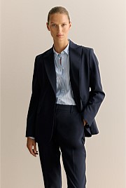 Yarn Dyed Wool Blend Tailored Blazer