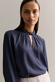 Mini Twill Twist Detail Blouse