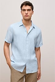 Regular Fit Delave Linen Short Sleeve Shirt