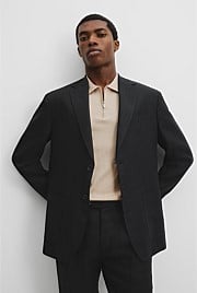 Relaxed Fit Linen Herringbone Jacket