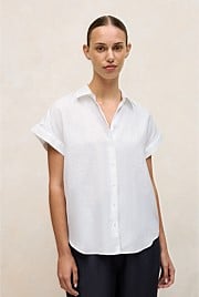 Linen Cap Sleeve Shirt