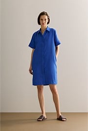 Linen Button Through Shift Dress