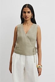 Organically Grown Linen Wrap Vest Top