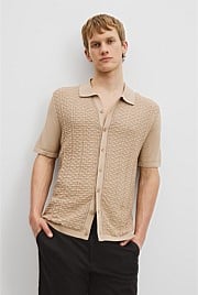 Cotton Silk Textured Knit Shirt