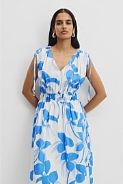 Print Waisted Midi Dress