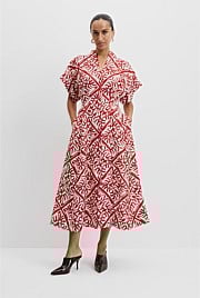 Print A-Line Midi Dress