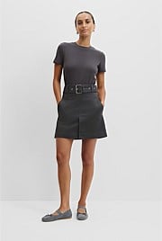 Australian Cotton Twill Belted Mini Skirt