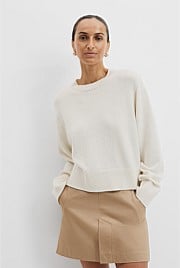 Organically Grown Cotton Blend Crop Crew Neck Knit
