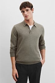 Australian Merino Wool Button Knit Polo