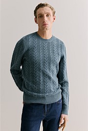 Merino Cable Stitch Crew