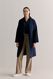 Double Faced Wool Belted Wrap Coat