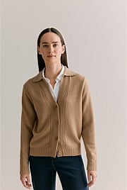 Merino Cashmere Collared Cardigan