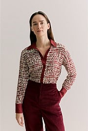 Geo Spot Contrast Placket Shirt