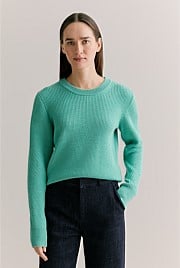 Merino Rib Pointelle Crew
