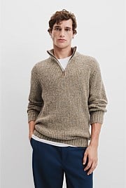 Merino Nep Half Zip Knit