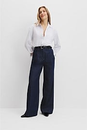 Pleated Denim Trouser