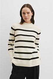 Merino Wool Stripe Longline Knit