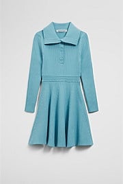 Organically Grown Cotton Blend Collared Knit Dress