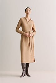 Alpaca Merino Blend Belted Polo Dress