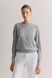 Merino Cashmere Forward Shoulder Seam Relaxed Crew