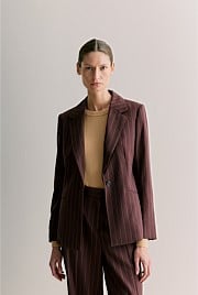 Stretch Wool Pinstripe Blazer