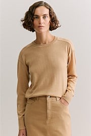 Merino Cashmere Forward Shoulder Seam Relaxed Crew