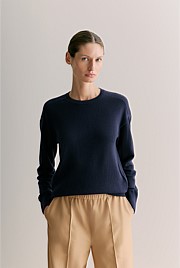 Merino Cashmere Forward Shoulder Seam Relaxed Crew