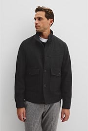 Recycled Wool Funnel Neck Jacket