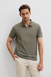 Cotton Mercerised Pique Zip Polo
