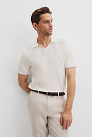 Australian Cotton Textured V-Neck Neck Polo