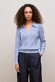 Cotton Cable Knit Polo