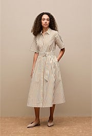 Poplin Stripe Belted Dress