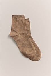Metallic Rib Crew Sock