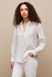Linen Stripe Long Sleeve Shirt