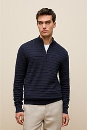 Cotton Silk Half Zip Knit