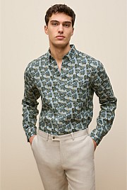 Regular Fit Linen Palm Frond Shirt