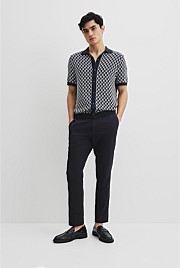 Cotton Short Sleeve Geometric Knit Shirt