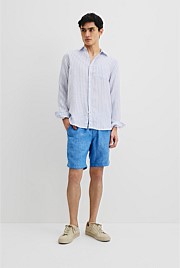 Long Sleeve Regular Fit Organically Grown Linen Stripe Shirt