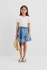 Cotton Frill Detail Mini Skirt