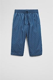 Cotton Chambray Wide Legging Pant