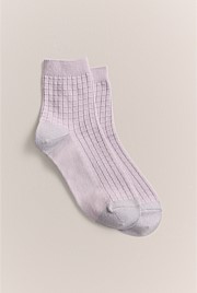 Textured Grid Crew Sock