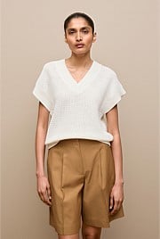 Mercerised Cotton Basketweave Knit Vest
