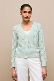 Diamond Pointelle V Neck Cardigan
