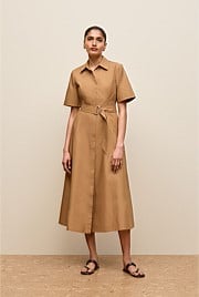 Cotton Poplin Belted Dress