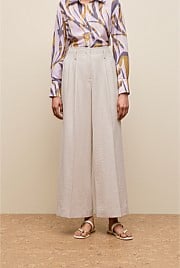 Linen Blend Double Pleat Pant