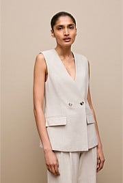 Linen Blend Tailored Vest