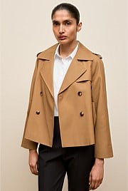 Cotton Twill Cropped Swing Trench