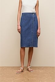 Soft Denim Wrap Skirt